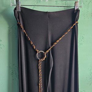 NWT Women's VOVO Palazzo Black Long Pants with Belt Accent Size Large